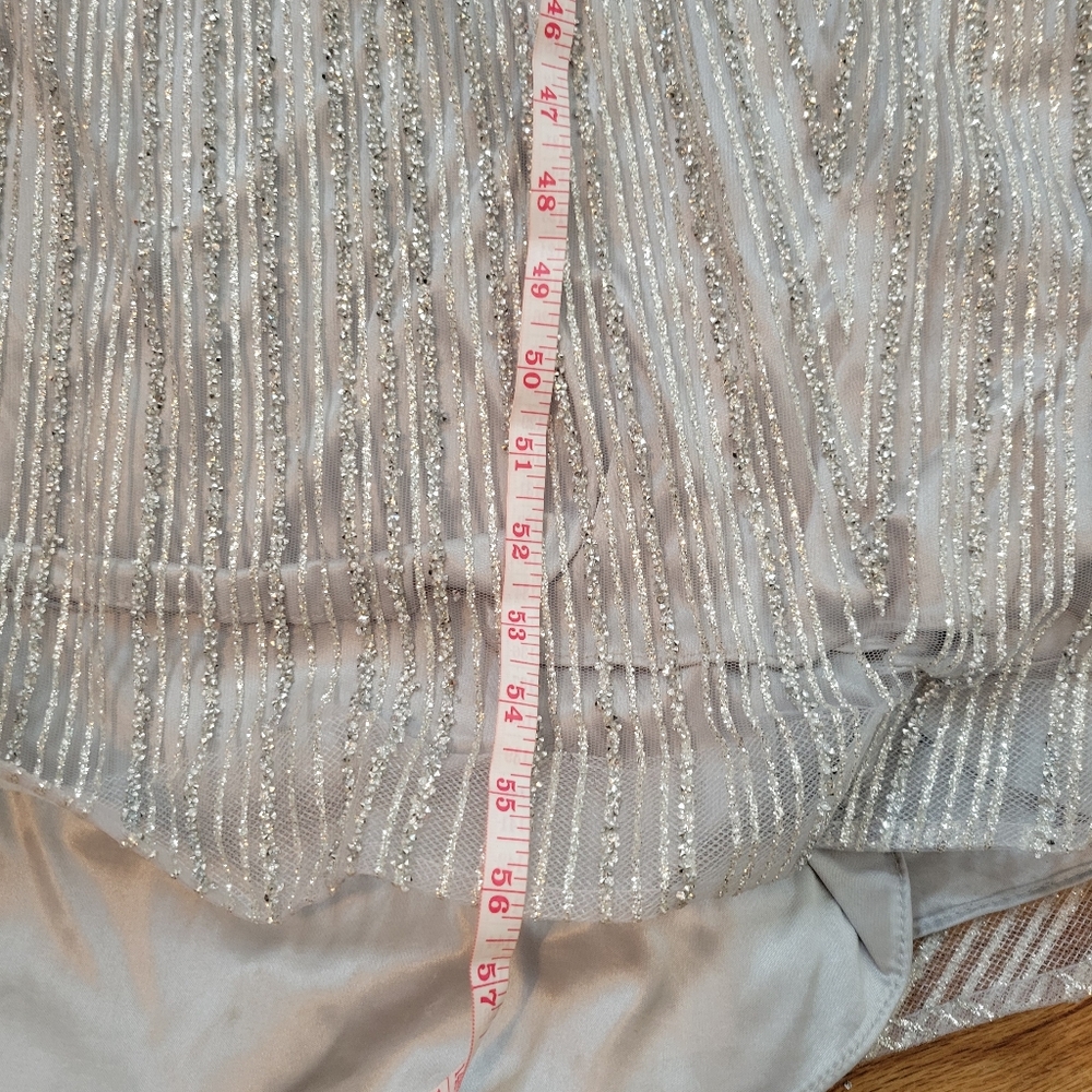 Alglist Silver Beaded Strapless Dress Lace Up Back Size 8 - Picture 14 of 17